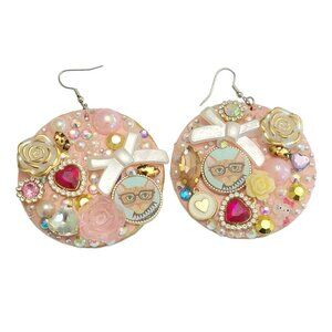 Colorful Cat Junk Statement Earrings Handmade